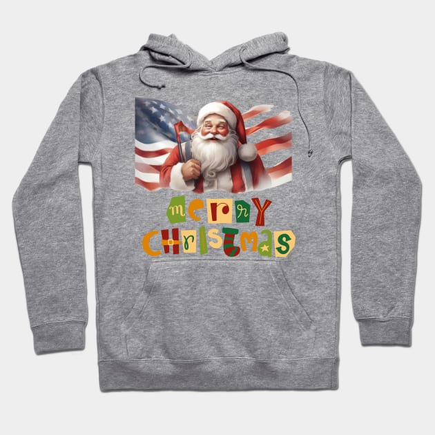 Usa flag merry christmas santa family friends, funny most likely Hoodie by YuriArt